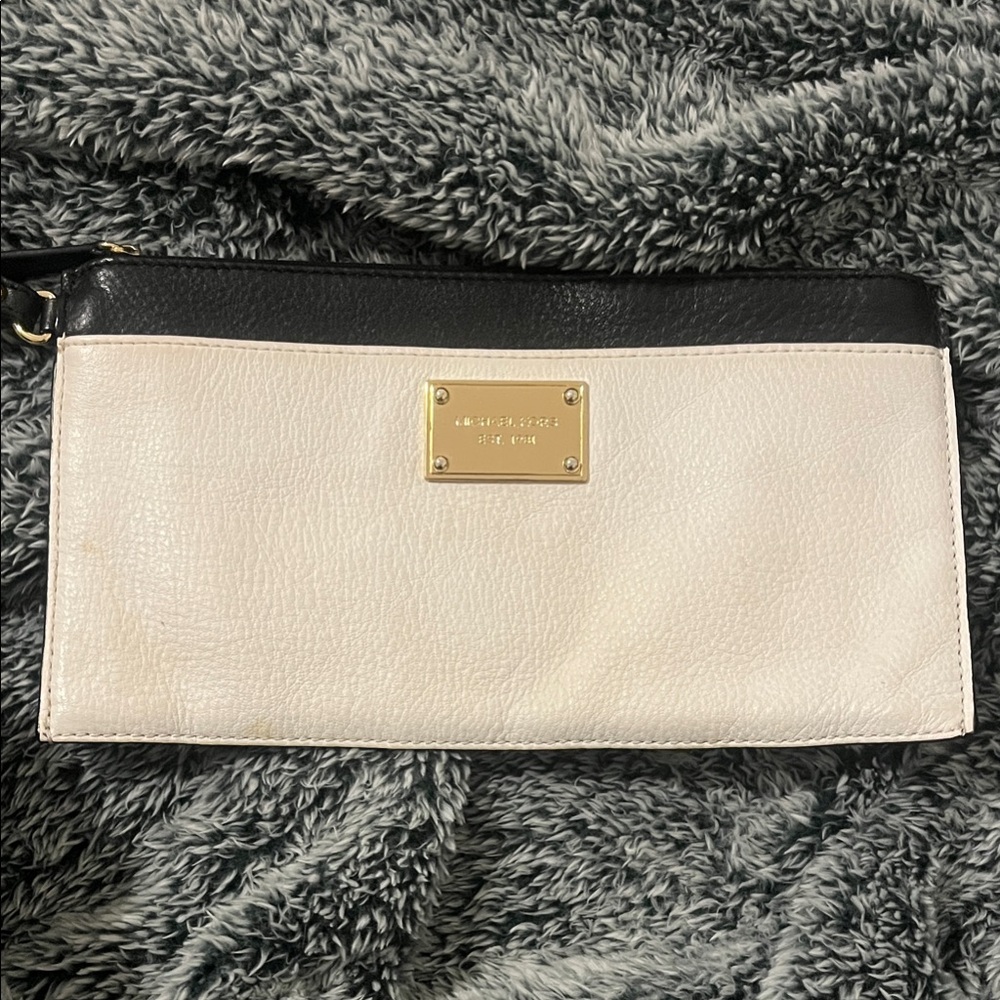 Black & White Michael Kors Leather Clutch